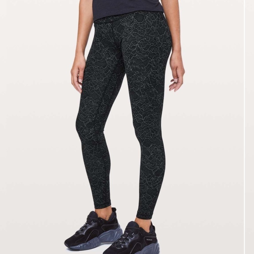 LULULEMON Align Pant II Lacescape Black Print size 2